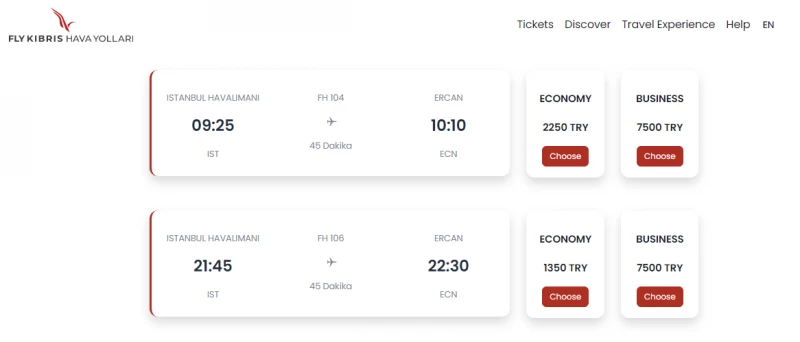Покупка билета на Северный Кипр через сайт Fly Kibris