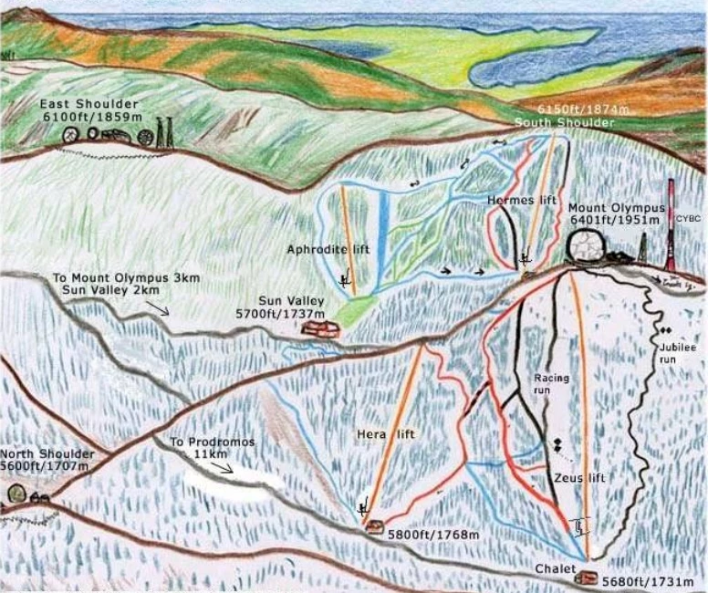 схема горнолыжных трасс кипр