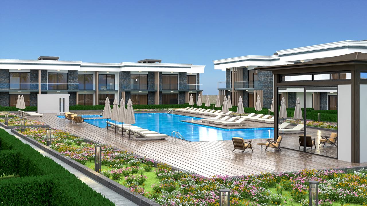 Pārdod ainavisku 1+1 dzīvokli prestižajā Sun Prime kompleksā Esentepē!