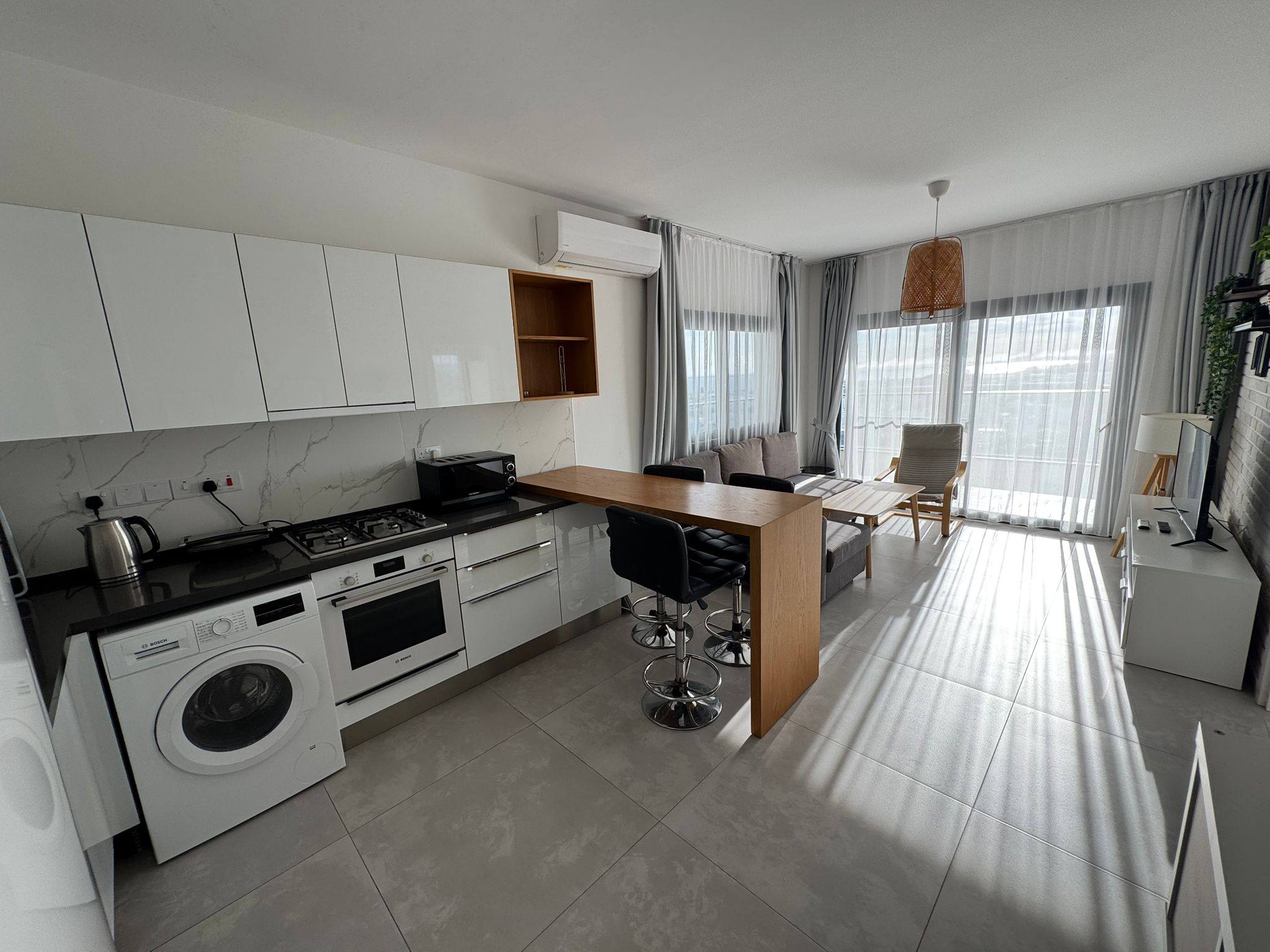 Ready 1+1 apartment with a stunning panoramic sea view, located in Caesar Blue.