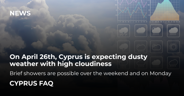 On April 26th, Cyprus is expecting dusty weather with high cloudiness