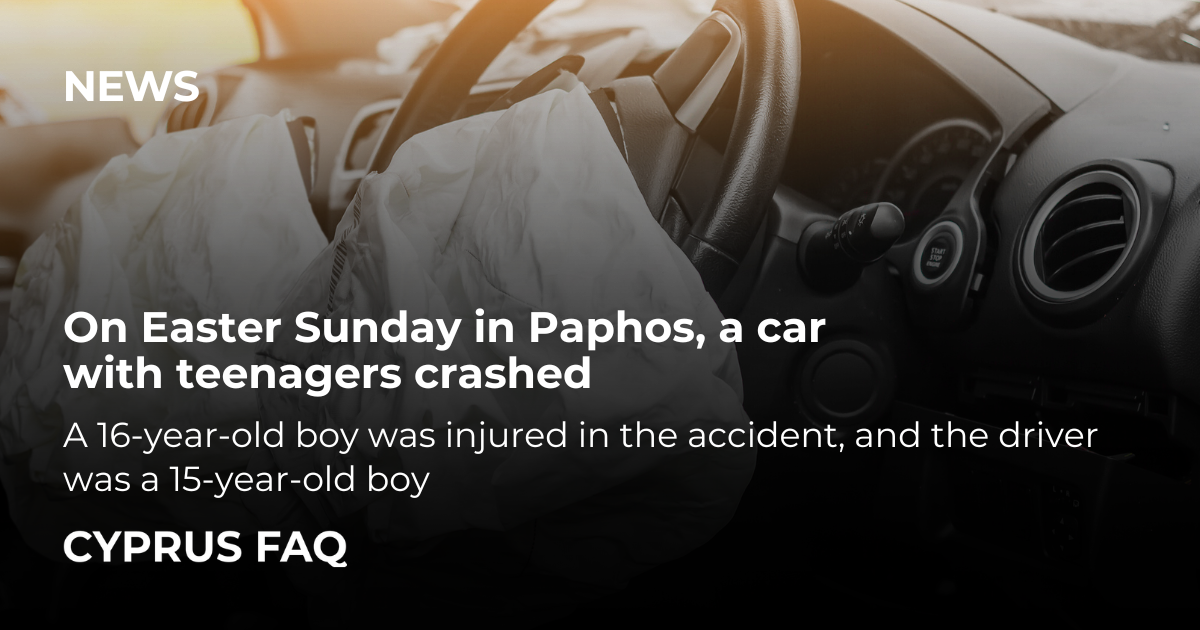 On Easter Sunday in Paphos, a car with teenagers crashed